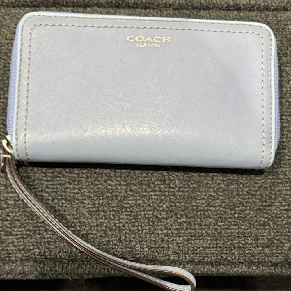 Coach Sky Blue Wristlet with Strap